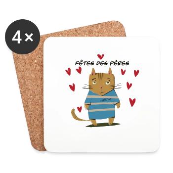 Fêtes des pères - Dessous de verre (lot de 4) - blanc - Devant