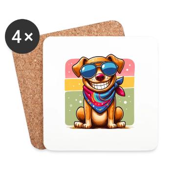 Lustiger Sonnenhund - Untersetzer (4er-Set) - Weiß - Vorne