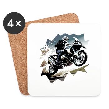Motorrad fliegt durch die Luft - Untersetzer (4er-Set) - Weiß - Vorne