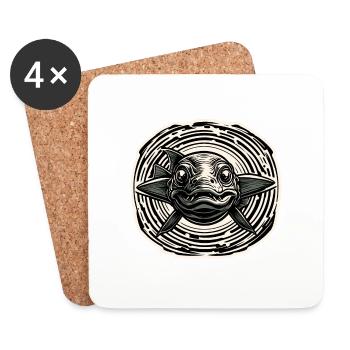 Fish / Animal / Aquarium / Water / Pond / Lake - Coasters (set of 4) - white - Front