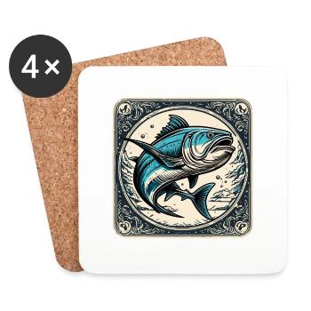 Poissons / Animal / Aquarium / Eau / Étang / Lac - Dessous de verre (lot de 4) - blanc - Devant