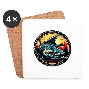 Fish / Animal / Aquarium / Water / Pond / Lake - Coasters (set of 4) - white - Front