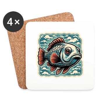 Fish / Animal / Aquarium / Water / Pond / Lake - Coasters (set of 4) - white - Front