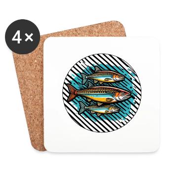 Fish / Animal / Aquarium / Water / Pond / Lake - Coasters (set of 4) - white - Front