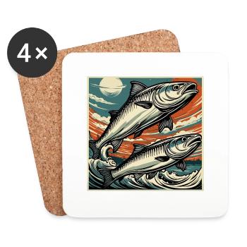 Fish / Animal / Aquarium / Water / Pond / Lake - Coasters (set of 4) - white - Front