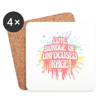 Drôle Mignon Bundle De Rage Non Focalisée Arc-en-Ciel Goth - Dessous de verre (lot de 4) - blanc - Devant