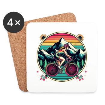 Cycliste des montagnes 2 - Dessous de verre (lot de 4) - blanc - Devant