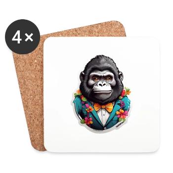 Funny Comic Gorilla - Coasters (set of 4) - white - Front