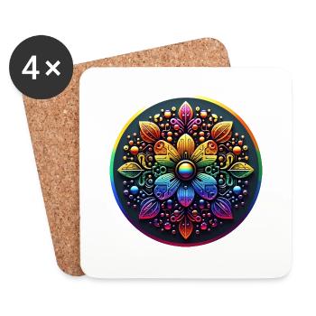 Mechanical Rainbow Flower 2 - Coasters (set of 4) - white - Front