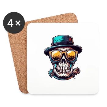Skull / Totenkopf / Skelett / Gothic / Tattoo - Untersetzer (4er-Set) - Weiß - Vorne