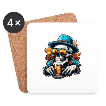 Skull / Totenkopf / Skelett / Gothic / Tattoo - Untersetzer (4er-Set) - Weiß - Vorne
