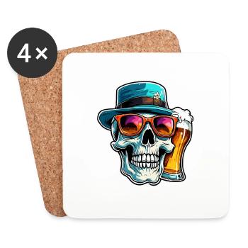 Skull / Totenkopf / Skelett / Gothic / Tattoo - Untersetzer (4er-Set) - Weiß - Vorne
