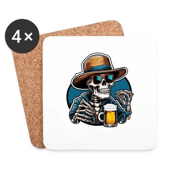 Skull / Totenkopf / Skelett / Gothic / Tattoo - Untersetzer (4er-Set) - Weiß - Vorne