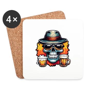 Skull / Totenkopf / Skelett / Gothic / Tattoo - Untersetzer (4er-Set) - Weiß - Vorne