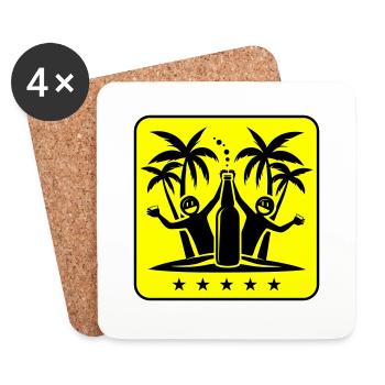 Fête de Noël à Palm Trees Beach - Dessous de verre (lot de 4) - blanc - Devant