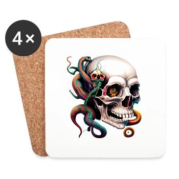 Transforming Humanity into Serpentine Vigilance!" - Coasters (set of 4) - white - Front