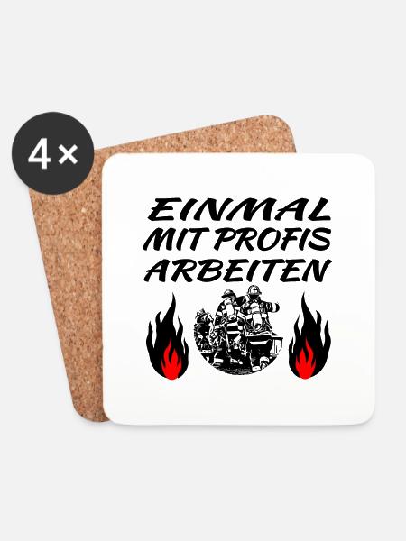 Feuerwehr - Untersetzer (4er-Set) - Weiß