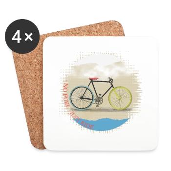 Kein Sprit, nur fahren - Fahrrad Radfahren Kunstdesign - Untersetzer (4er-Set) - Weiß - Vorne