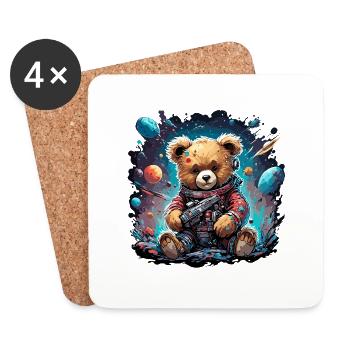 Astronaut / Space / Animal / Teddy Bear / Spaceship - Coasters (set of 4) - white - Front