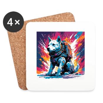 Astronaut / Space / Spaceship / Dog - Coasters (set of 4) - white - Front