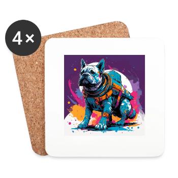 Astronaut / Space / Animal / Dog / Spaceship - Coasters (set of 4) - white - Front