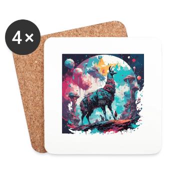 Astronaut / Space / Space / Spaceship / Llama - Coasters (set of 4) - white - Front