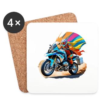 Comic hero on motorcycle - Coasters (set of 4) - white - Front