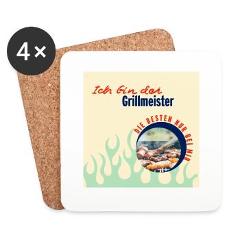 Grillmeister: Die besten Steaks kommen von mir! - Untersetzer (4er-Set) - Weiß - Vorne