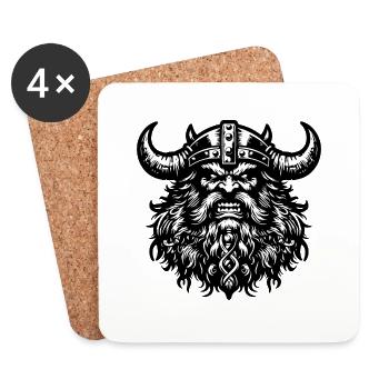 Mächtiger Wikingerkrieger Version 4 - Untersetzer (4er-Set) - Weiß - Vorne