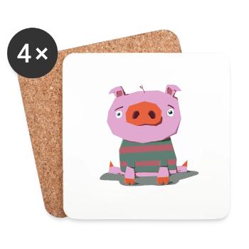 Bébé cochon - Dessous de verre (lot de 4) - blanc - Devant