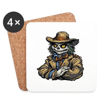 Vogelscheuche / Erntehelfer / Maisfeld / Feld - Untersetzer (4er-Set) - Weiß - Vorne