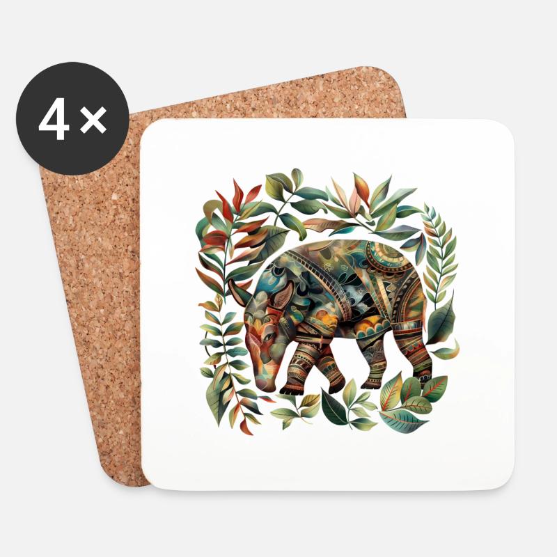 Aztec Tapir - Coasters (set of 4) - white