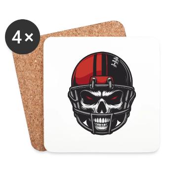 Gruseliger Totenkopf mit American Football Helm - Untersetzer (4er-Set) - Weiß - Vorne