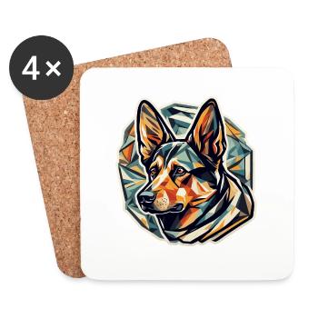 Dog / Animal / Pet / Furry / German Shepherd - Coasters (set of 4) - white - Front