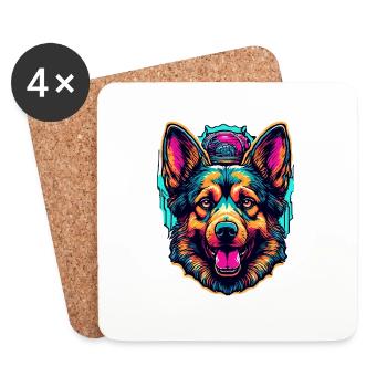 Dog / Animal / Pet / Furry / German Shepherd - Coasters (set of 4) - white - Front