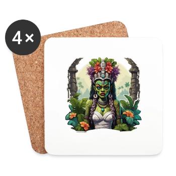 Tiki / Hawaii / Tropisch /Insel / Kultur / Logo - Untersetzer (4er-Set) - Weiß - Vorne