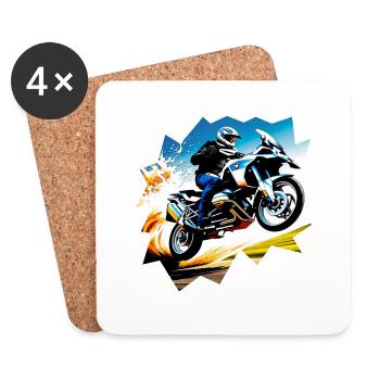 Fliegendes Motorrad - Untersetzer (4er-Set) - Weiß - Vorne