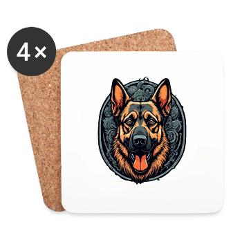 Dog / Animal / Pet / Furry / German Shepherd - Coasters (set of 4) - white - Front