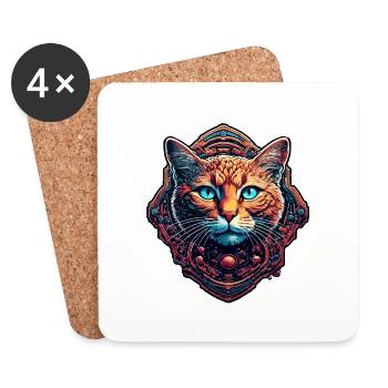 Coole Katze / lustig / Tier / Haustier / verrückt - Untersetzer (4er-Set) - Weiß - Vorne