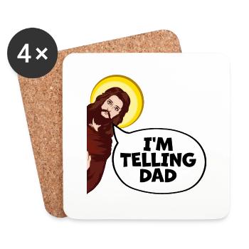 Je dis à papa drôle Jésus Meme Dieu Religieux - Dessous de verre (lot de 4) - blanc - Devant