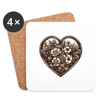 Heart / Mother's Day / Love / Holidays / Love - Coasters (set of 4) - white - Front