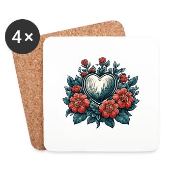 Heart / Mother's Day / Love / Holidays / Love - Coasters (set of 4) - white - Front