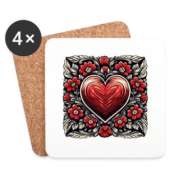 Heart / Mother's Day / Love / Holidays / Love - Coasters (set of 4) - white - Front