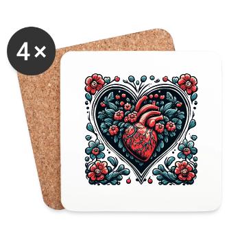 Heart / Mother's Day / Love / Holidays / Love - Coasters (set of 4) - white - Front