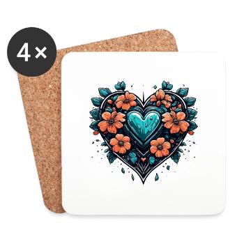 Heart / Mother's Day / Love / Holidays / Love - Coasters (set of 4) - white - Front