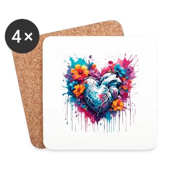 Heart / Mother's Day / Love / Holidays / Love - Coasters (set of 4) - white - Front