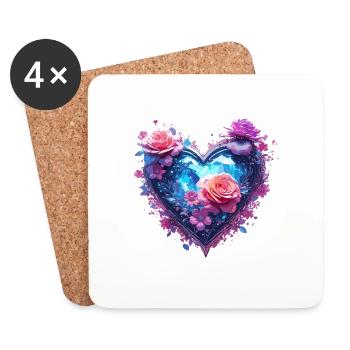 Heart / Mother's Day / Love / Holidays / Love - Coasters (set of 4) - white - Front