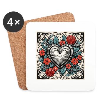 Heart / Mother's Day / Love / Holidays / Love - Coasters (set of 4) - white - Front