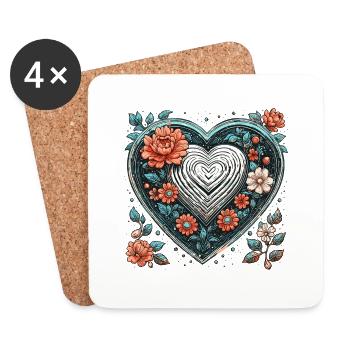 Heart / Mother's Day / Love / Holidays / Love - Coasters (set of 4) - white - Front