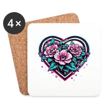 Heart / Mother's Day / Love / Holidays / Love - Coasters (set of 4) - white - Front